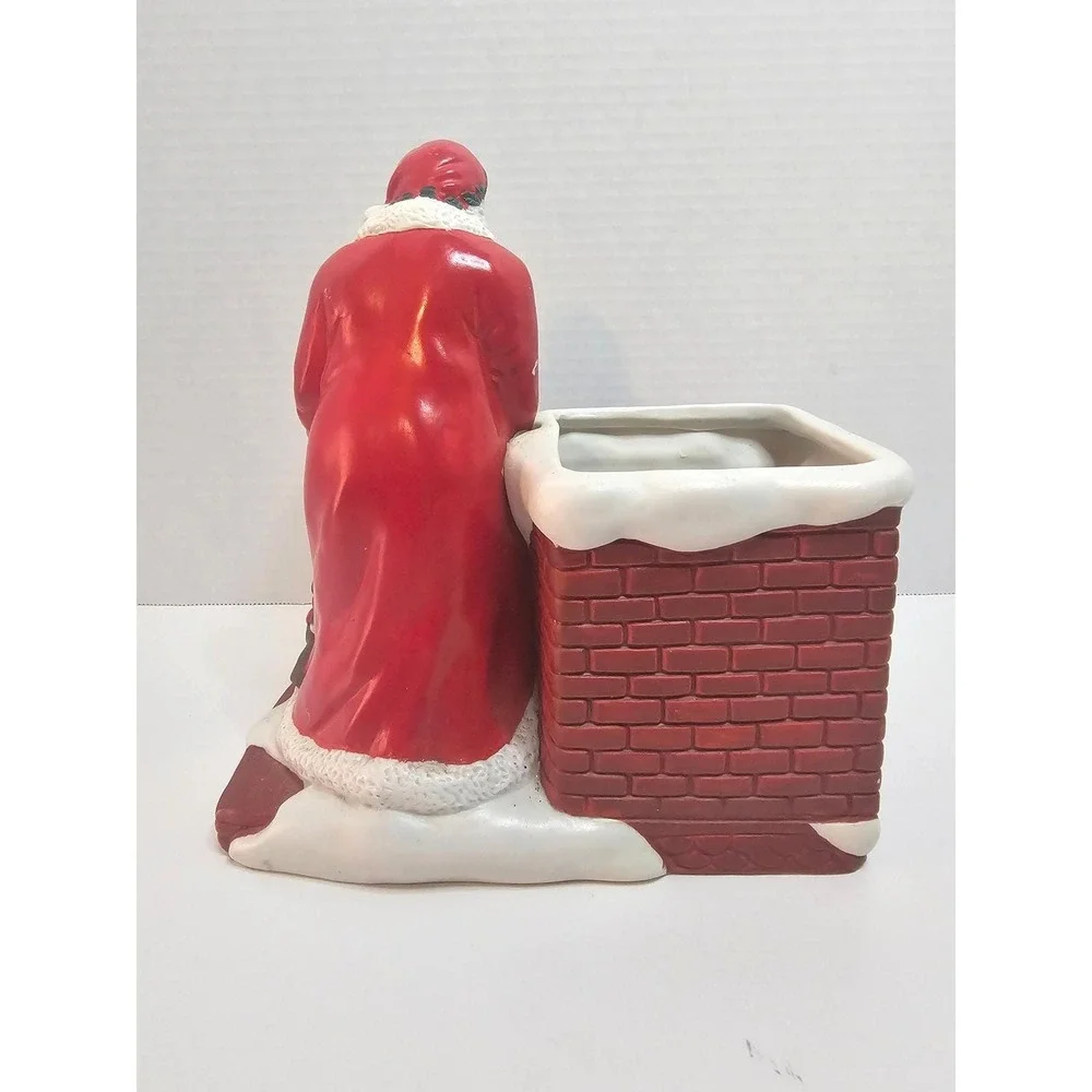 VTG 90s Claire Burke Oh Christmas Tree Santa Chimney Potpourri Bisque Porcelain